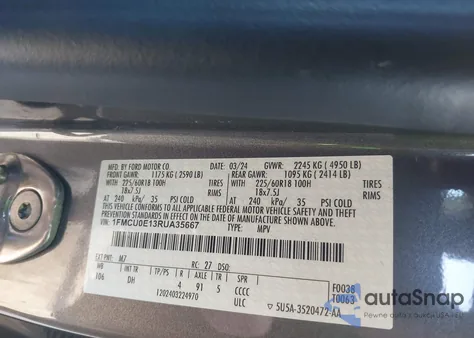 2024 Ford Escape Phev from USA, damaged, VIN 1FMCU0E13RUA35667